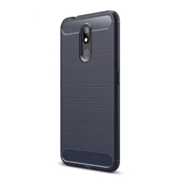   Szilikon telefonvédő (ütésállóság, légpárnás sarok, szálcsiszolt, karbon minta) SÖTÉTKÉK