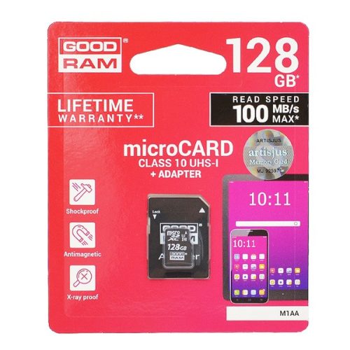 GOODRAM memóriakártya 128GB (microSDXC - Class 10, UHS-1) + SD adapter