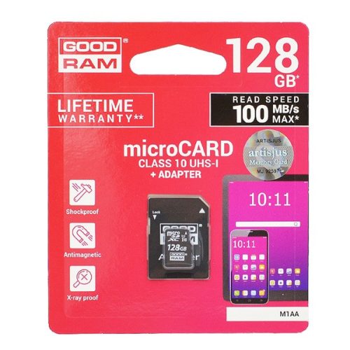 GOODRAM memóriakártya 128GB (microSDXC - Class 10, UHS-1) + SD adapter