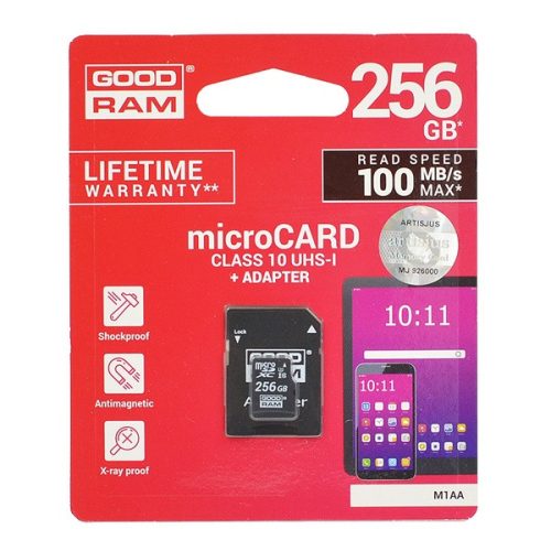 GOODRAM memóriakártya 256GB (microSDXC - Class 10, UHS-1) + SD adapter