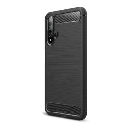   Szilikon telefonvédő (ütésállóság, légpárnás sarok, szálcsiszolt, karbon minta) FEKETE