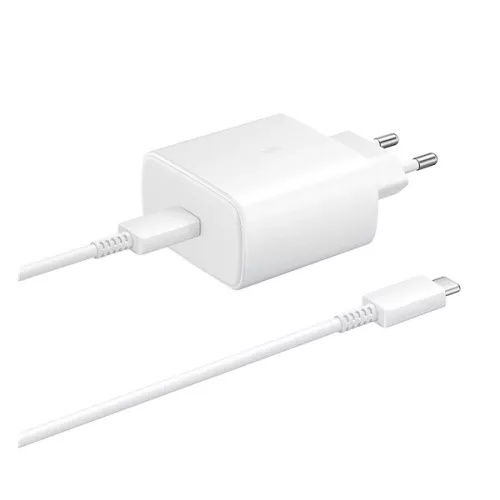 SAMSUNG hálózati töltő Type-C aljzat (45W, PD gyorstöltő 2.0 + 100cm Type-C kábel) FEHÉR