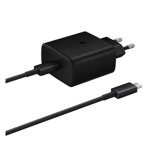 SAMSUNG hálózati töltő Type-C aljzat (45W, PD gyorstöltő 2.0 + 100cm Type-C kábel) FEKETE
