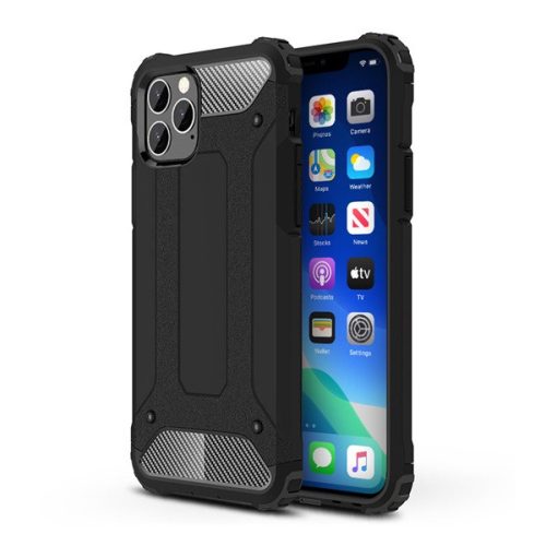 Defender szilikon telefonvédő (ütésállóság, légpárnás sarok, fémhatás) FEKETE
