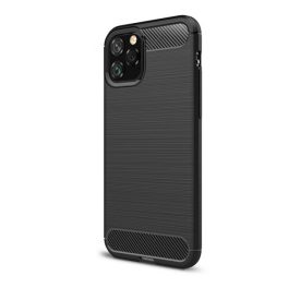   Szilikon telefonvédő (ütésállóság, légpárnás sarok, szálcsiszolt, karbon minta) FEKETE
