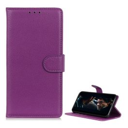  Tok álló, bőr hatású (FLIP, oldalra nyíló, asztali tartó, prémium) LILA