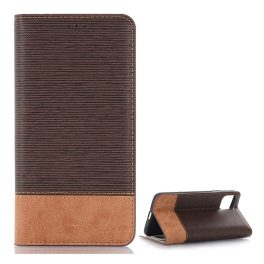 Tok álló, bőr hatású (FLIP, oldalra nyíló, asztali tartó, textil hatás) SÖTÉTBARNA   Tok álló, bőr hatású (FLIP, oldalra nyíló, asztali tartó, textil hatás) SÖTÉTBARNA