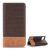 Tok álló, bőr hatású (FLIP, oldalra nyíló, asztali tartó, textil hatás) SÖTÉTBARNA