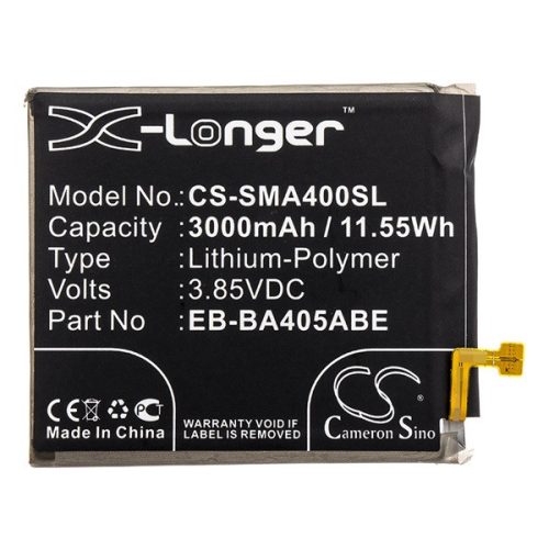 CAMERON SINO Li-Polymer akku (3.85V/3000mAh, Samsung EB-BA405ABE kompatibilis) FEKETE