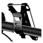 USAMS kerékpáros telefontartó (univerzális, kormányra rögzíthető, szilikon, 4-6" méret) FEKETE