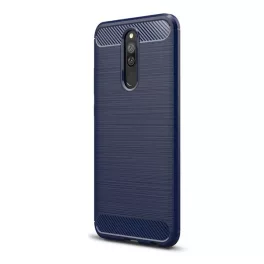   Szilikon telefonvédő (ütésállóság, légpárnás sarok, szálcsiszolt, karbon minta) SÖTÉTKÉK