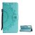 Tok álló, bőr hatású (FLIP, oldalra nyíló, asztali tartó, kézpánt, mandala) CYAN