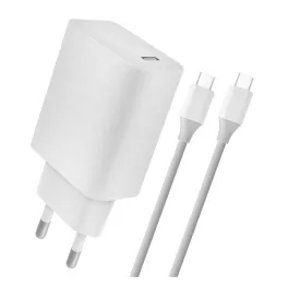   4-OK hálózati töltő Type-C aljzat (18W, PD gyorstöltő + Type-C kábel) FEHÉR