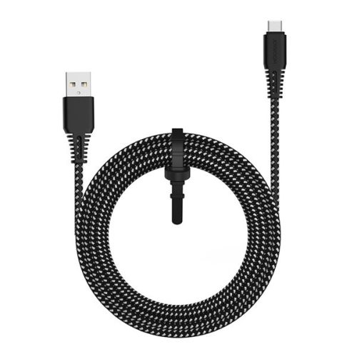 JOYROOM adatkábel (USB - Type-C, gyorstöltő, cipőfűző, 200cm) FEKETE