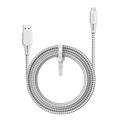 JOYROOM adatkábel (USB - Type-C, gyorstöltő, cipőfűző, 200cm) FEHÉR