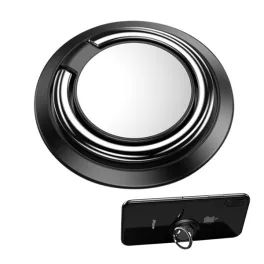   Tartógyűrű (fém, ragasztható, telefon tartó, kitámasztó, 360°) FEKETE