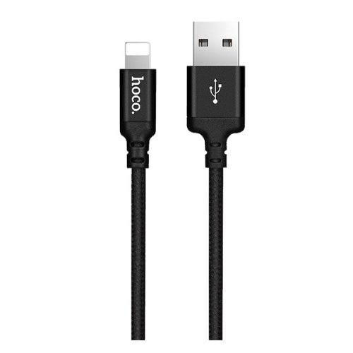 HOCO X14 adatkábel (USB - lightning, gyorstöltő, 200cm, cipőfűző) FEKETE