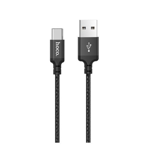 HOCO X14 adatkábel (USB - Type-C, gyorstöltő, 100cm, törésgátló, cipőfűző) FEKETE