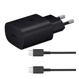   SAMSUNG hálózati töltő Type-C aljzat (25W, PD gyorstöltő 3.0 + EP-DA705BBE Type-C kábel) FEKETE