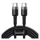 BASEUS CAFULE adatkábel (Type-C - Type-C, 100W, PD gyorstöltő 3.0, cipőfűző, 200cm) FEKETE