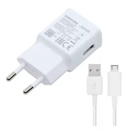   SAMSUNG hálózati töltő USB aljzat (15W, gyorstöltő + microUSB kábel, 100cm kábel) FEHÉR