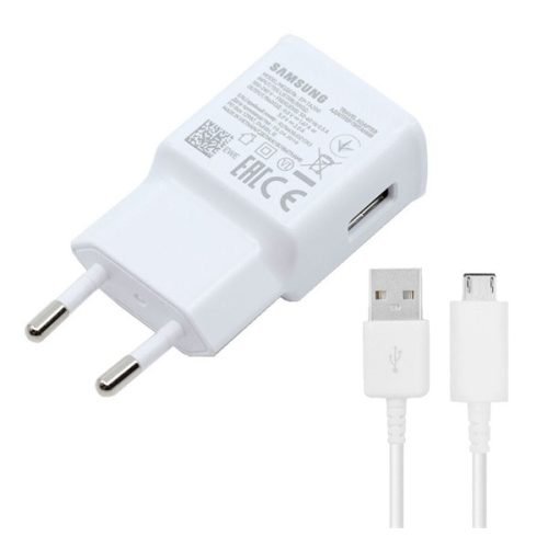 SAMSUNG hálózati töltő USB aljzat (15W, gyorstöltő + microUSB kábel, 100cm kábel) FEHÉR