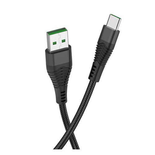 HOCO U53 adatkábel (USB - Type-C, gyorstöltő, 120cm, törésgátló, cipőfűző) FEKETE