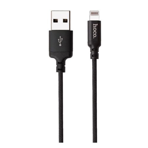 HOCO X14 adatkábel (USB - lightning, gyorstöltő, cipőfűző, 100cm) FEKETE