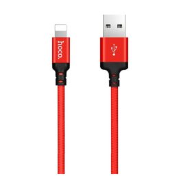   HOCO X14 adatkábel (USB - lightning, gyorstöltő, cipőfűző, 100cm) PIROS