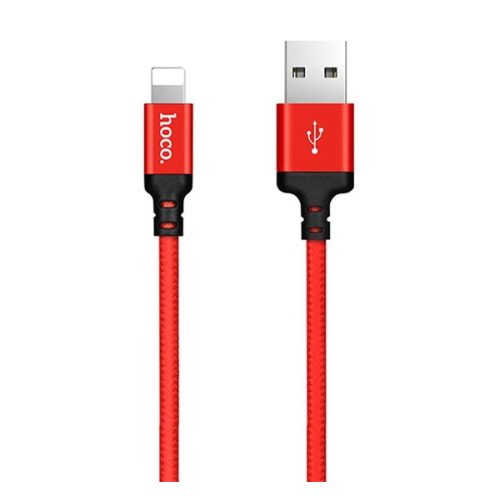 HOCO X14 adatkábel (USB - lightning, gyorstöltő, cipőfűző, 100cm) PIROS