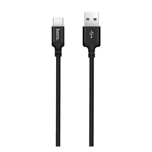 HOCO X14 adatkábel (USB - Type-C, gyorstöltő, 200cm, törésgátló, cipőfűző) FEKETE