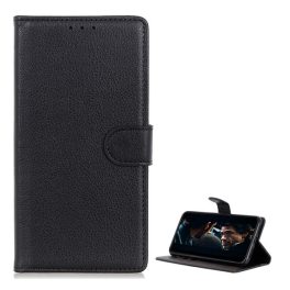   Tok álló, bőr hatású (FLIP, oldalra nyíló, asztali tartó, prémium) FEKETE