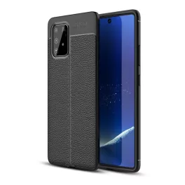   Szilikon telefonvédő (ütésállóság, bőr hatású, varrás minta) FEKETE