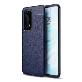   Szilikon telefonvédő (ütésállóság, bőr hatású, varrás minta) SÖTÉTKÉK