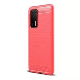   Szilikon telefonvédő (ütésállóság, légpárnás sarok, szálcsiszolt, karbon minta) PIROS