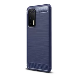   Szilikon telefonvédő (ütésállóság, légpárnás sarok, szálcsiszolt, karbon minta) SÖTÉTKÉK