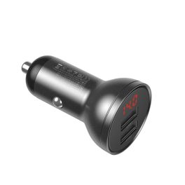  BASEUS autós töltő 2 USB aljzat (24W, gyorstöltő, LED kijelző) SÖTÉTSZÜRKE