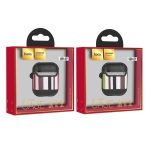 HOCO WB17 szilikon tok (karabíner) FEKETE/PIROS Apple AirPods/AirPods 2