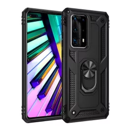   Defender szilikon telefonvédő (ütésállóság, tartógyűrű, mágneses) FEKETE