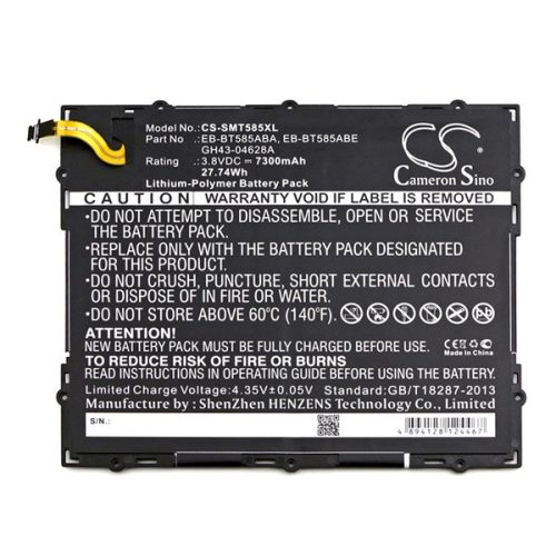 CAMERON SINO Li-Polymer akku (3.8V/7300mAh, Samsung EB-BT585ABA kompatibilis) FEKETE