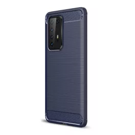   Szilikon telefonvédő (ütésállóság, légpárnás sarok, szálcsiszolt, karbon minta) SÖTÉTKÉK