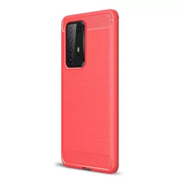   Szilikon telefonvédő (ütésállóság, légpárnás sarok, szálcsiszolt, karbon minta) PIROS