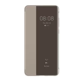   HUAWEI tok álló, bőr hatású (aktív FLIP, oldalra nyíló, Smart View Cover) BARNA