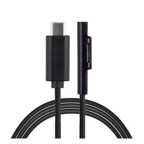 Töltőkábel (USB 3.1 - Type-C, 65 - 85W, beépített PD emulátor, 180cm) Microsoft Surface Pro 3/4/5/6 FEKETE