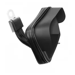   Kerékpáros és motoros telefontartó (tükörre, 360°, por és vízálló cipzáras tok, napellenző, 4.8" - 5.5") FEKETE