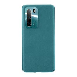 JOYROOM STAR LORD műanyag telefonvédő (ultravékony, fém kameravédő keret, bőr hatású bevonat) SÖTÉTZÖLD   JOYROOM STAR LORD műanyag telefonvédő (ultravékony, fém kameravédő keret, bőr hatású bevonat) SÖTÉTZÖLD