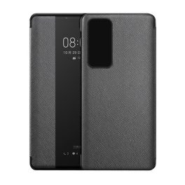 Tok álló, bőr hatású (aktív FLIP, oldalra nyíló, ablakos, textil minta) FEKETE   Tok álló, bőr hatású (aktív FLIP, oldalra nyíló, ablakos, textil minta) FEKETE