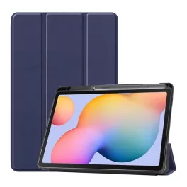   Tok álló, bőr hatású (aktív FLIP, oldalra nyíló, TRIFOLD, asztali tartó, ceruza tartó) SÖTÉTKÉK