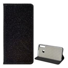  Tok álló, bőr hatású (FLIP, szilikon belső, oldalra nyíló, asztali tartó, kártyazseb, csillogó) FEKETE