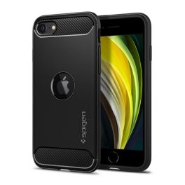   SPIGEN RUGGED ARMOR szilikon telefonvédő (ütésállóság, légpárnás sarok, karbon minta, logó kivágás) FEKETE